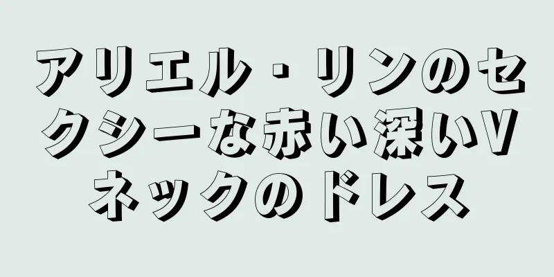 アリエル・リンのセクシーな赤い深いVネックのドレス